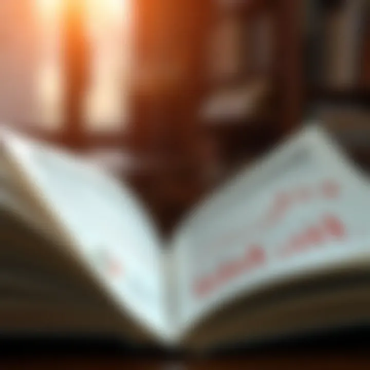 An open book with stock market charts and notes