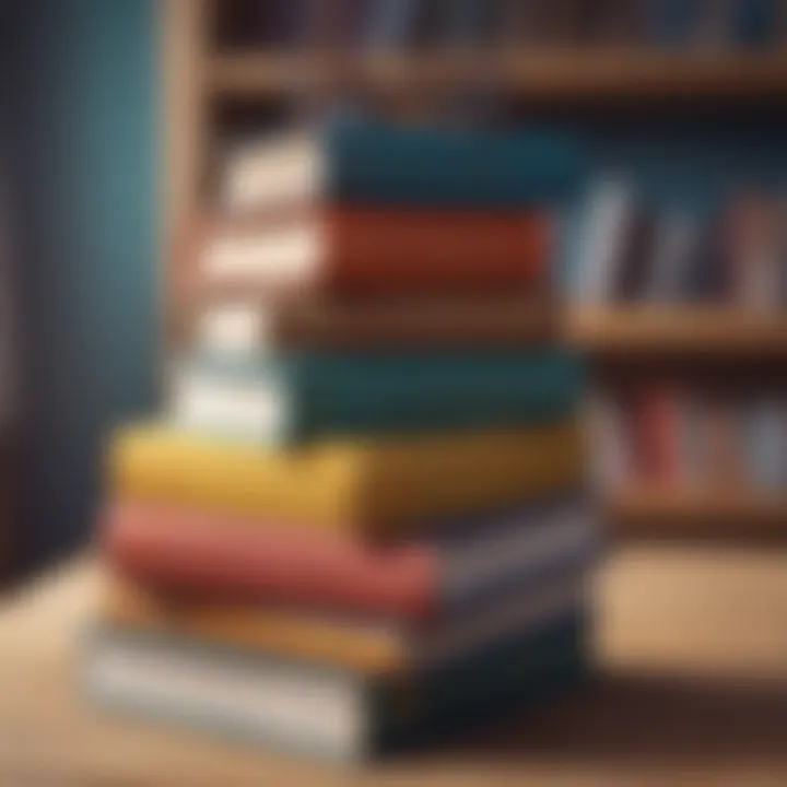 A stack of empowering self-help books on a wooden desk