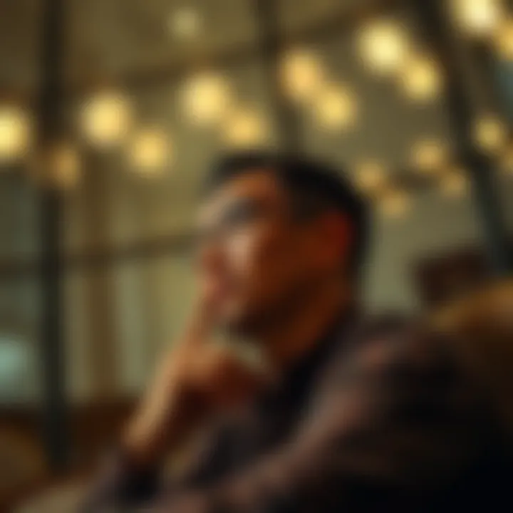 Reflection on Self-Improvement A thoughtful individual reflecting on self-improvement