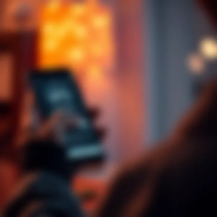 A person using a smartphone app to listen to an audiobook