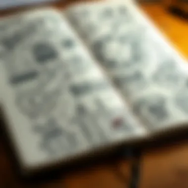 Creative Custom Artwork in Bullet Journaling An intricate drawing of a bullet journal with custom doodles and artwork