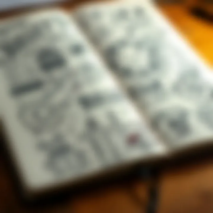 Creative Custom Artwork in Bullet Journaling An intricate drawing of a bullet journal with custom doodles and artwork