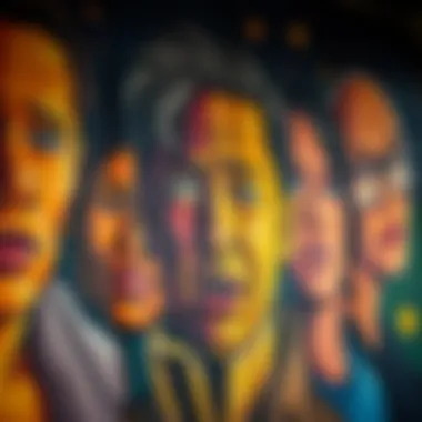 Expressions of Acceptance and Rejection A colorful mural depicting expressions of emotions, emphasizing the diverse reactions to rejection and acceptance.