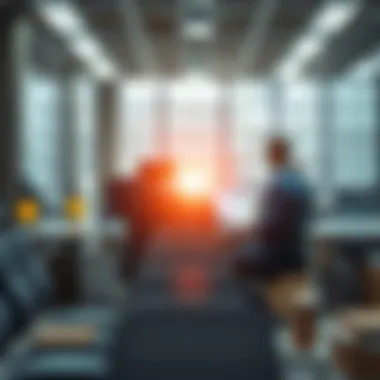 Positive Energy in the Workplace Abstract concept of positive energy radiating in a work environment