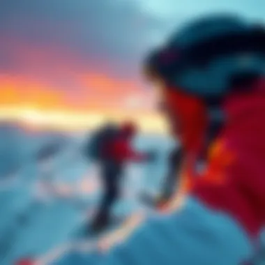 Resilience Illustrated A vibrant illustration of resilience illustrated through a mountain climber