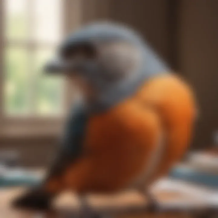 A close-up of a bird exhibiting problem-solving skills