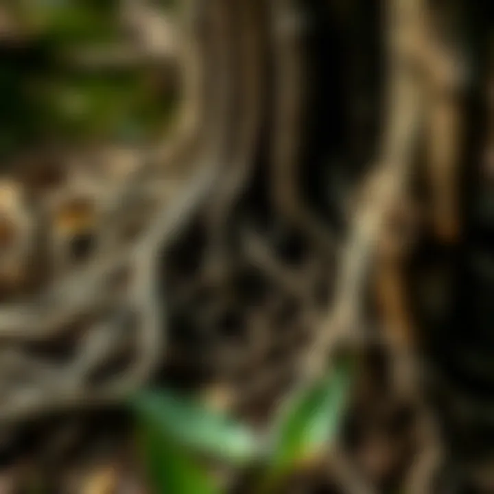 Interconnected Roots Beneath the Surface A network of tree roots intertwined in rich soil, showcasing their interconnectedness.