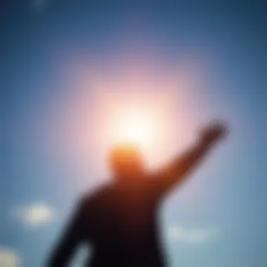 Reaching for Growth A person reaching out to the sky, symbolizing aspiration and growth