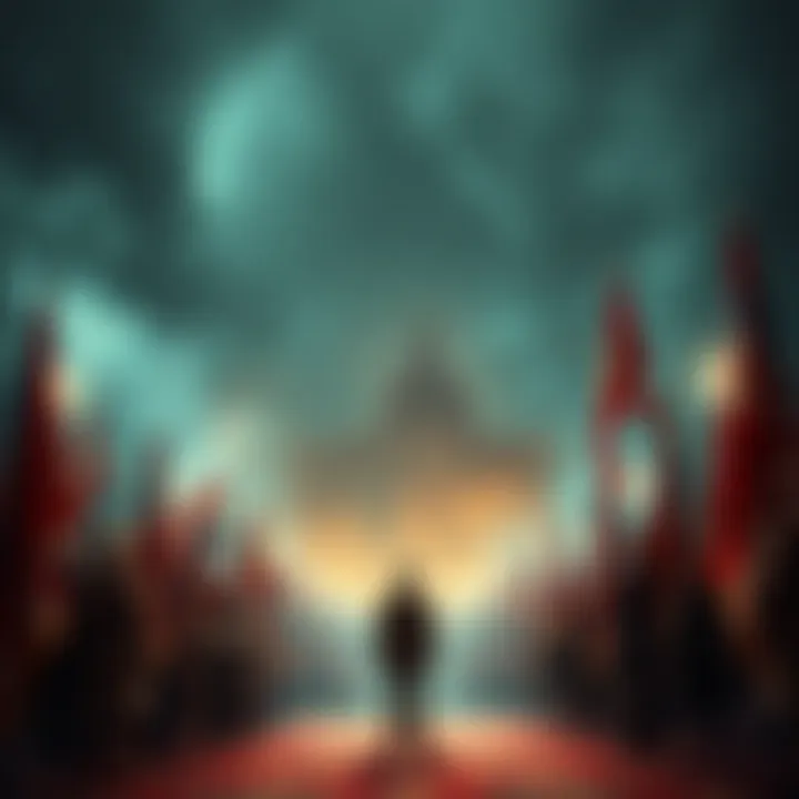 The Tyranny Within: Democracy's Dilemma Depiction of a democratic society grappling with tyranny