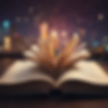Wisdom Unleashed An open book with pages fluttering in the wind, representing wisdom
