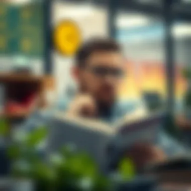 Thoughtful Individual Engaged in Stock Investing A thoughtful individual reading a book on stock investing