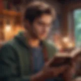 A thoughtful man reading a book in a cozy setting