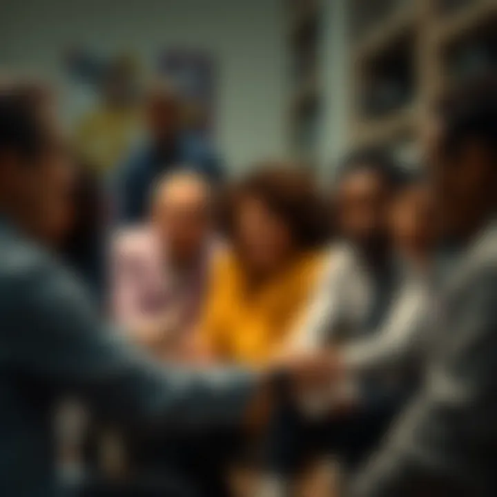 Finding Strength in Support A supportive group session, emphasizing community and support.