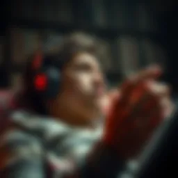 An individual immersed in an audiobook experience