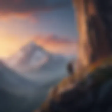 Reaching New Heights in Personal Growth An illustration of a mountain with a person reaching the summit, symbolizing personal achievement