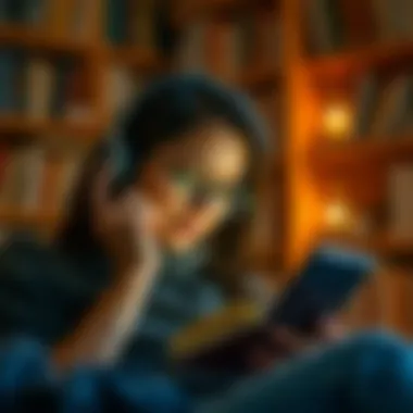 Engaging with Audiobooks User engaging with audiobooks on smartphone