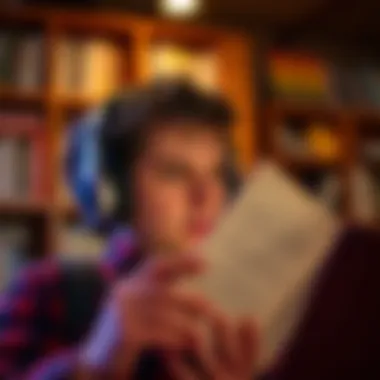 Immersed in the Audiobook Experience User enjoying an audiobook through headphones